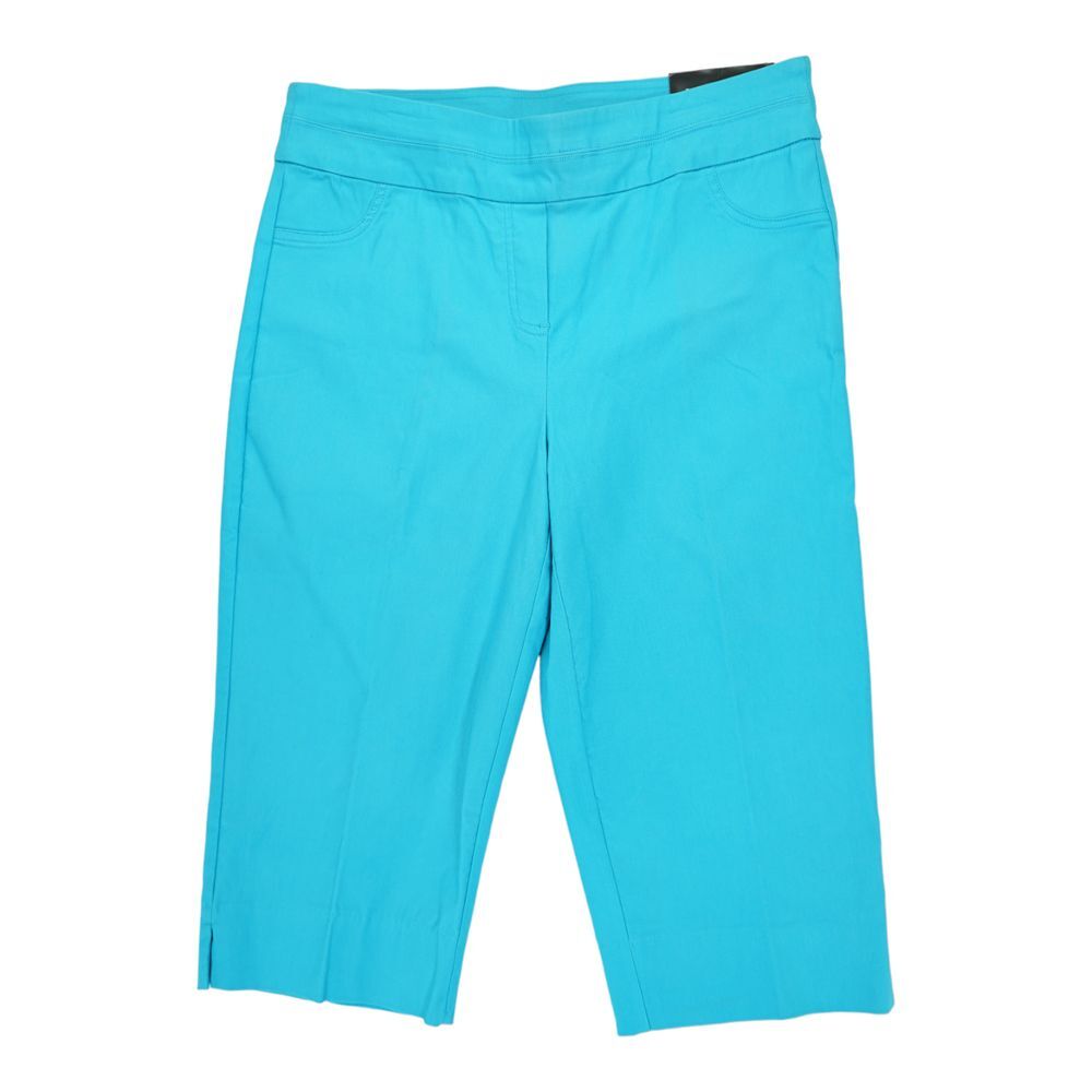 NWT $50 Alfred Dunner Womens Cargo‎ Pocket Capri 10P Peacock Aqua Petites